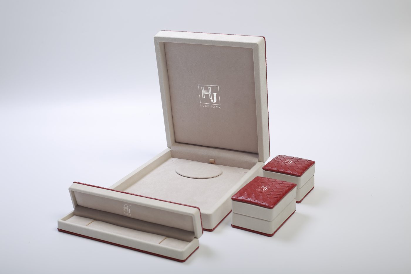 PU Leather Jewelry Packaging - Rigid Flip-top Luxury Box Suite View 4