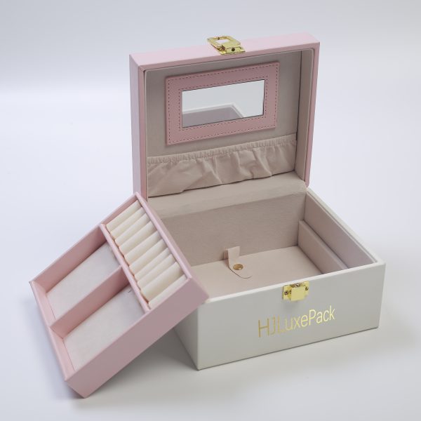 Cute Pink Bow Jewelry Storage Box - Magnetic Closure PU Leather Rigid Flip-top Design View 5