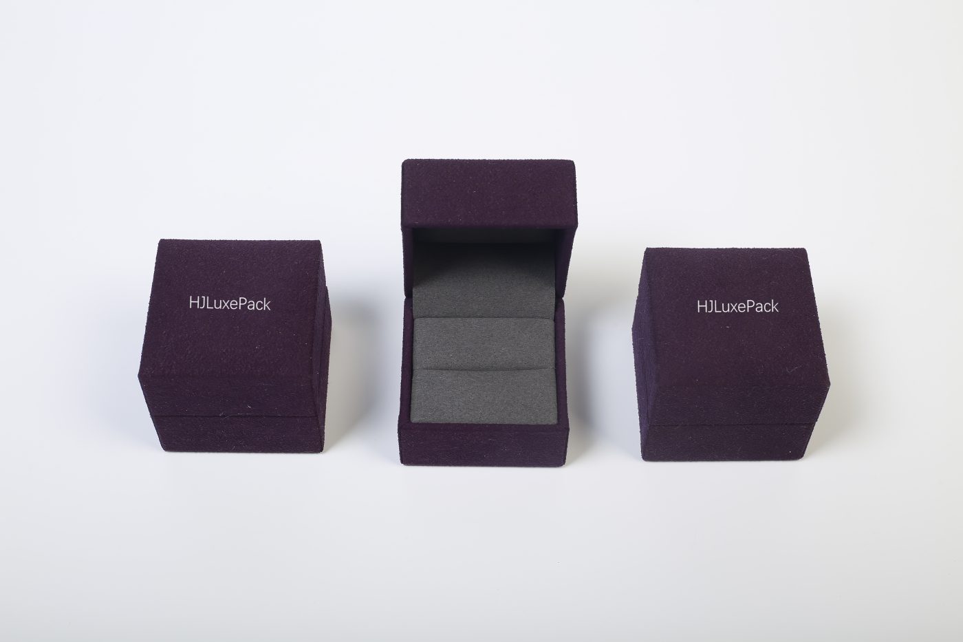 Faux Suede Ring Box - Luxury Rigid Flip-top Ring Packaging View 2