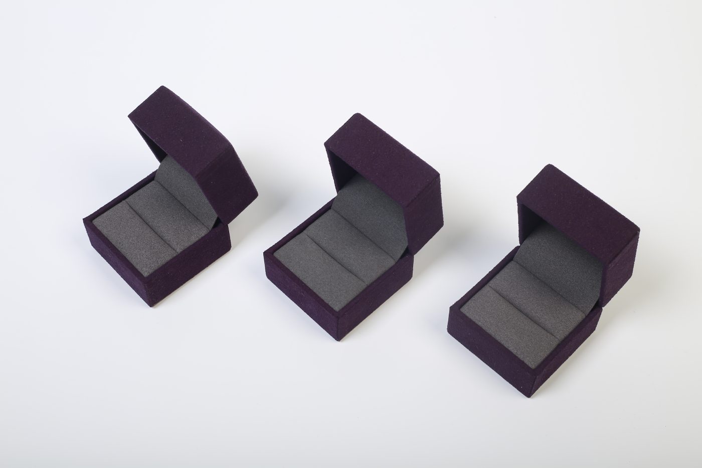 Faux Suede Ring Box - Luxury Rigid Flip-top Ring Packaging View 3