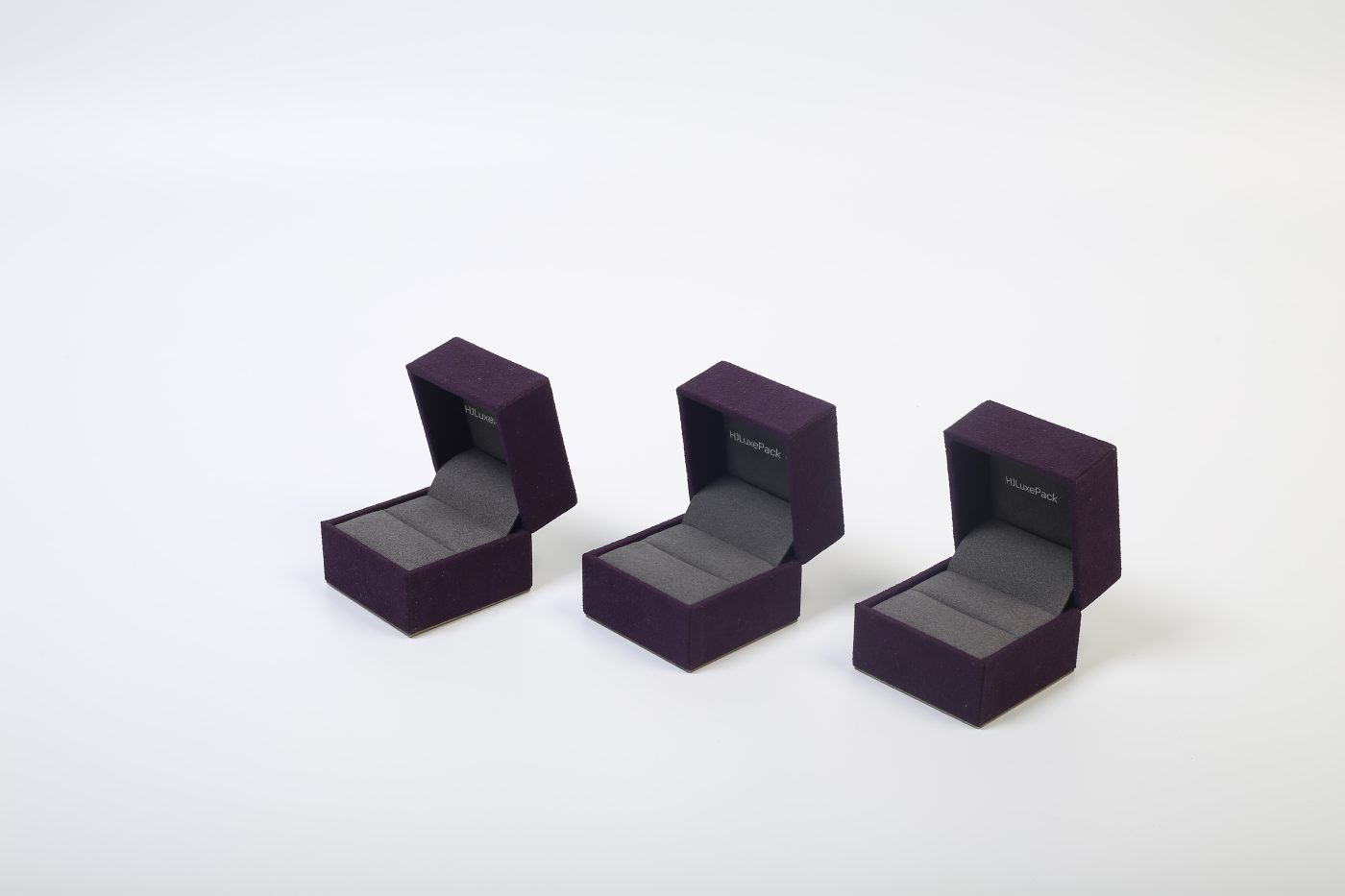 Faux Suede Ring Box - Luxury Rigid Flip-top Ring Packaging View 4