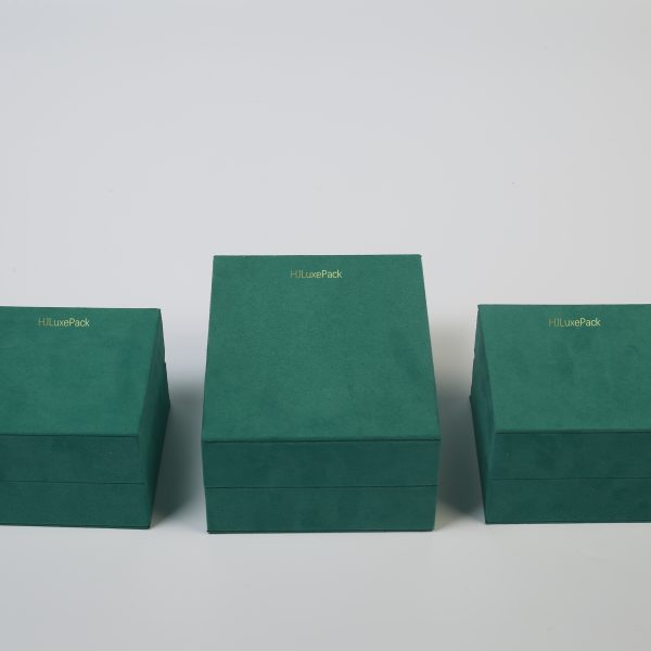 Faux Suede Jewelry Box - Luxury Rigid Flip-top Packaging Suite View 1