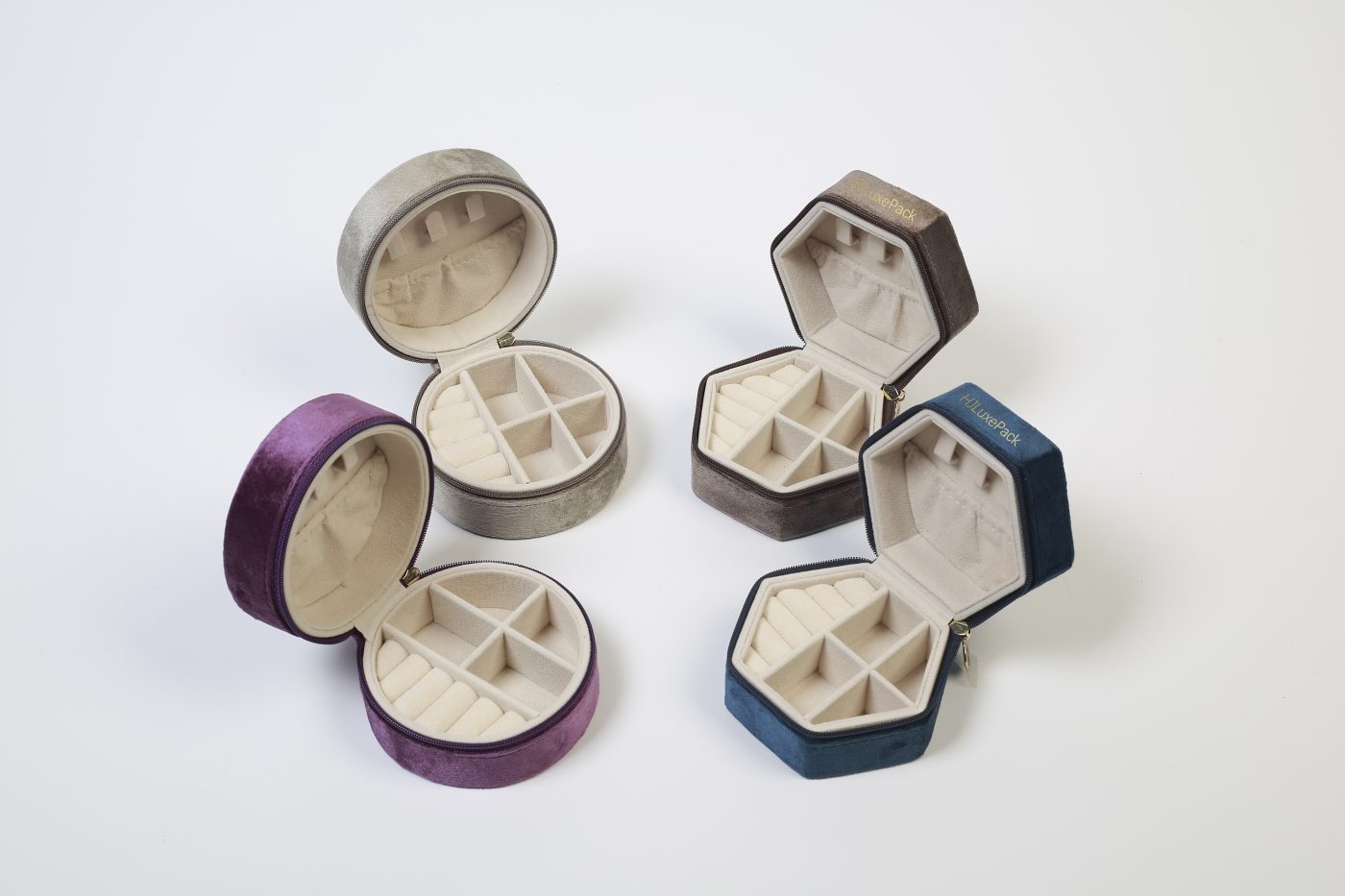 Hexagonal Velvet Jewelry Box - Luxury Rigid Flip-top Packaging View 2