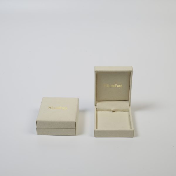 Faux Suede Necklace Packaging Box - Luxury Rigid Flip-top Jewelry Packaging View 1