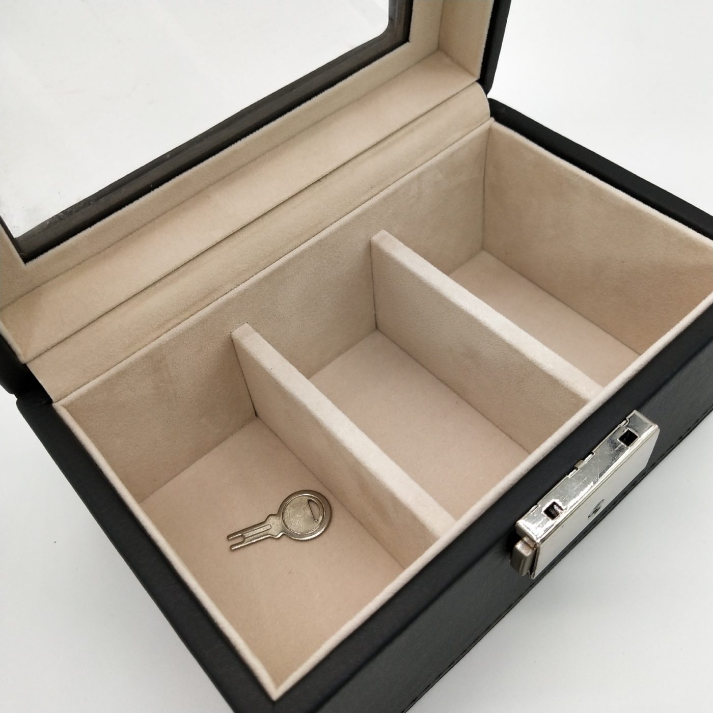 Classic Wooden Gift Box with Key Lock and Window – Rigid Luxury Packaging View 4