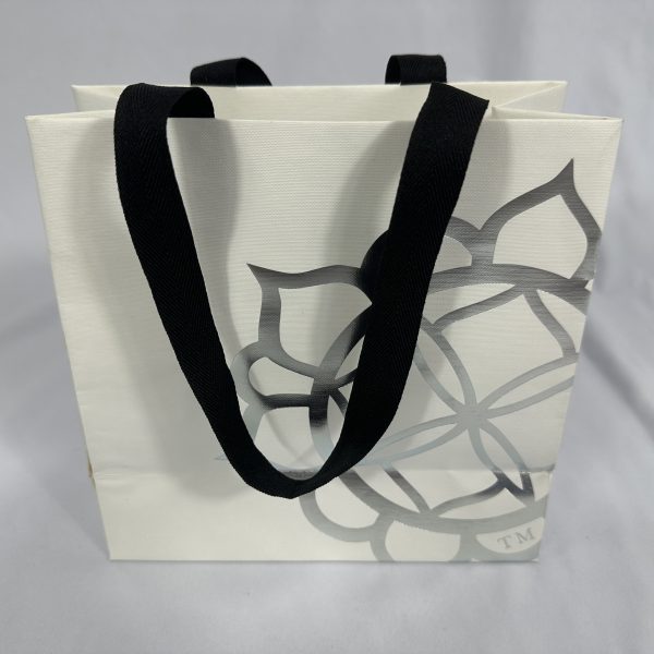 Stylish White Handle Gift Bag with Silver Pattern | Paper Bag J004