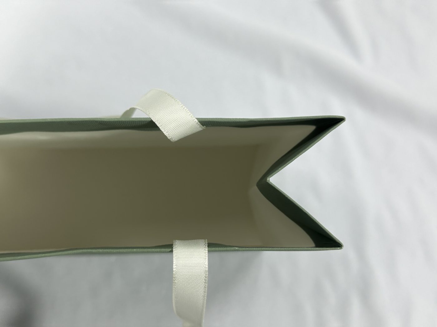 Sage Green Ribbon Handle Gift Bag | Paper Bag J006 | HJLUXEPACK custom and luxury packaging provider View 2